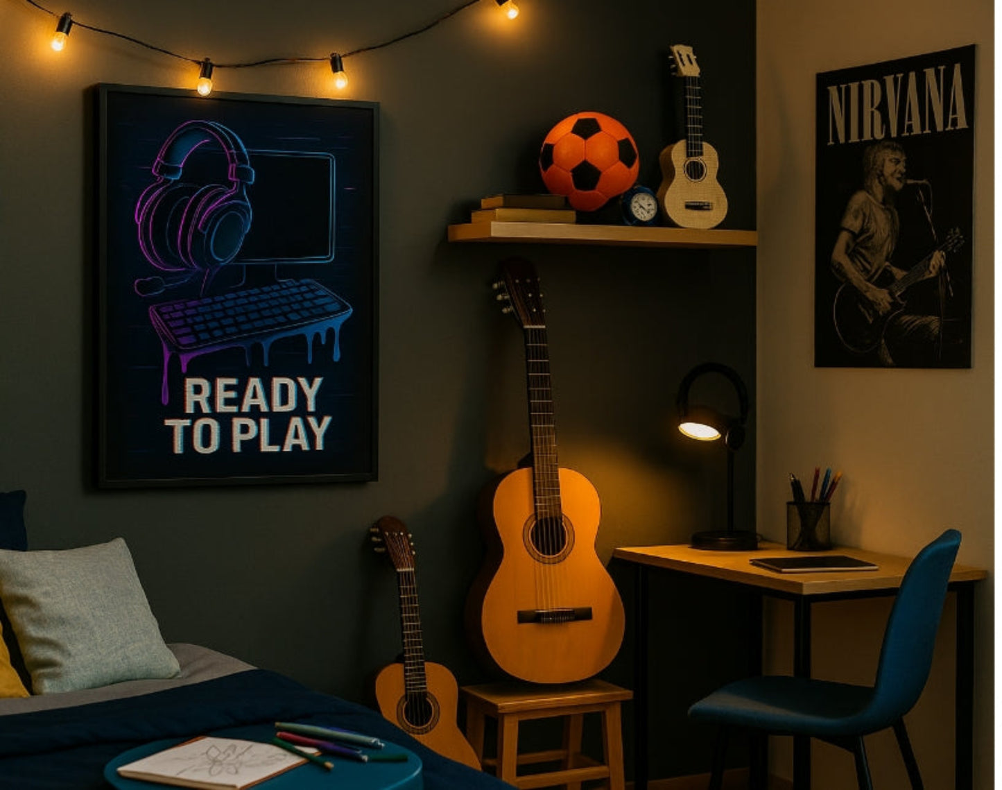 poster ordinateur ready to play